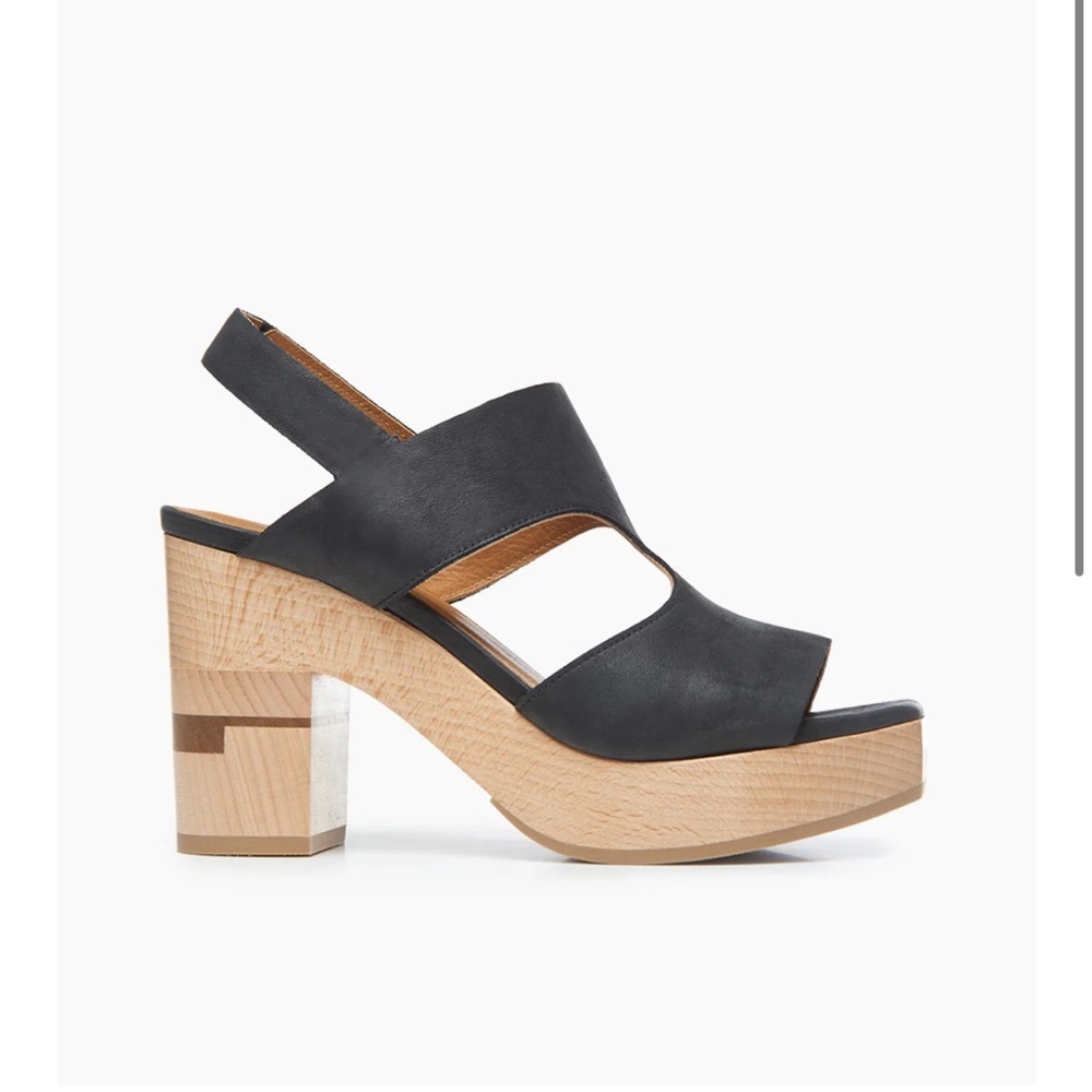 Cocolico Varick Platform Leather and Wood Sandals. Limited puzzle wood series - Picture 2 of 12